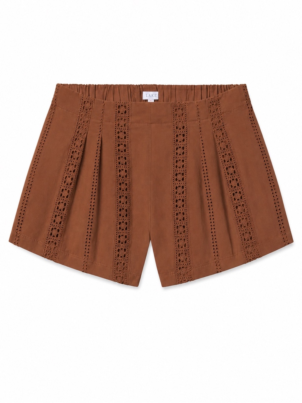 LAKE Café Eyelet Cotton Shorts Cinnamon Size Large